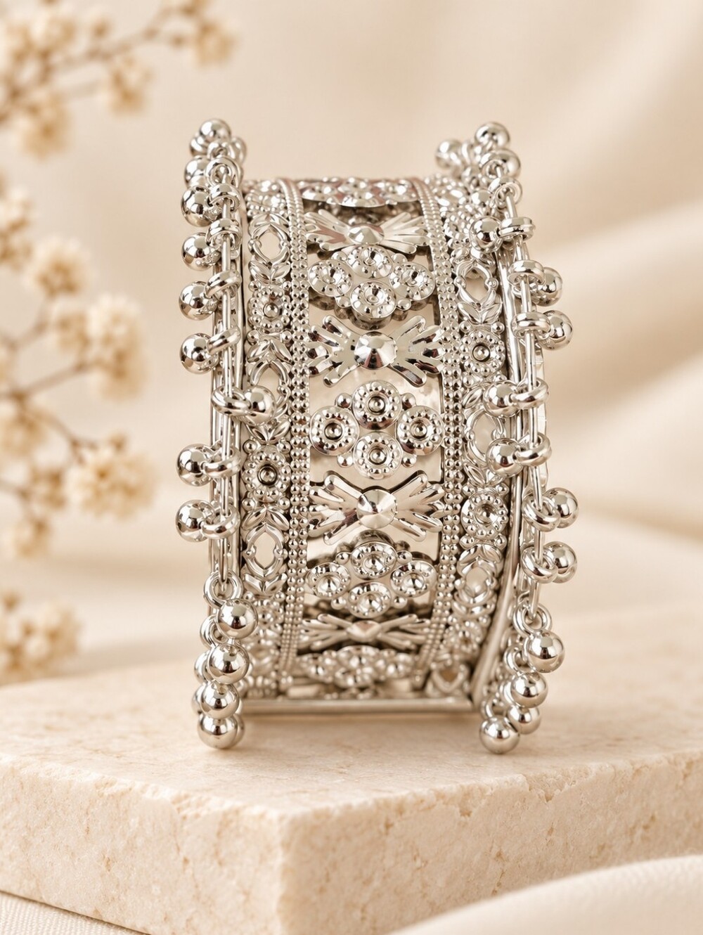 Oxidized German Silver Openable Kada Bangle | Indian Statement Bracelet